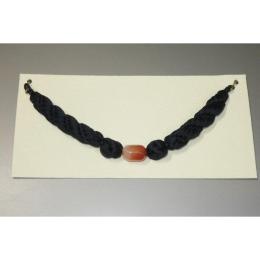 弐11205RM 濃紺の艫綱(ともづな)組紐と縞瑪瑙を使用した男物羽織紐 К皆中オリジナル一点物 曙