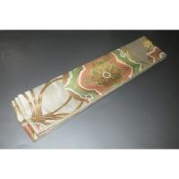 弐11225RM 男角帯 本絹西陣織 別誂えК燻し白銀地金襴銀欄に神鏡と印綬文様 帯コレクター必見