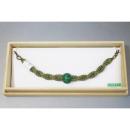 弐11228RM 天然石の男物羽織紐 К皆中オリジナル一点物 孔雀石・マラカイトと灰緑のねじり紐 新