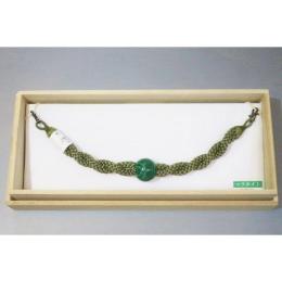 弐11228RM 天然石の男物羽織紐 К皆中オリジナル一点物 孔雀石・マラカイトと灰緑のねじり紐 新