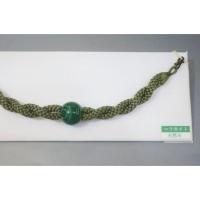 弐11228RM 天然石の男物羽織紐 К皆中オリジナル一点物 孔雀石・マラカイトと灰緑のねじり紐 新