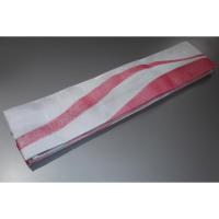 弐11229RM 男角帯 絹交ぜ織り西陣織К繻子織 緋桜流線形と灰銀 芭蕉色の金筋縞 上仕立て全通