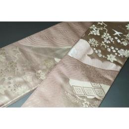 弐11248RM 男角帯 本絹西陣織練貫К藤銀色地 裂取り古典文様 本絹銀糸使用 新品別誂え