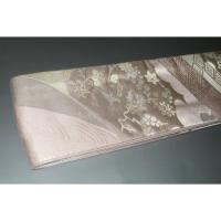 弐11248RM 男角帯 本絹西陣織練貫К藤銀色地 裂取り古典文様 本絹銀糸使用 新品別誂え