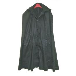 弐11292 ハンターマントКブラック無地 カシミヤ100% 大判仕立て 新品お仕立て上がり