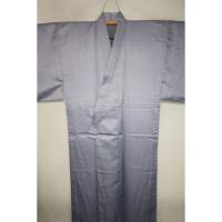 拾11278RM シルク化繊丹後縮緬綸子調 男着物袷 裄71丈148К青灰銀ネズ色地の四ツ目絞り織文