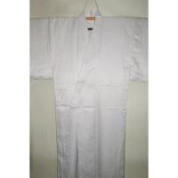 拾11279RM シルク化繊丹後縮緬綸子調 男着物袷 裄70丈149К白地の四ツ目絞り織文様 洗える