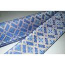 弐11281RM 男角帯 シルク化繊西陣織К青灰に大小業平桧垣文様 全通 新品別誂え