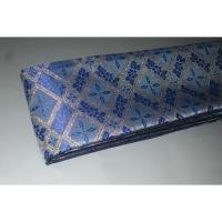 弐11281RM 男角帯 シルク化繊西陣織К青灰に大小業平桧垣文様 全通 新品別誂え