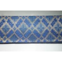 弐11281RM 男角帯 シルク化繊西陣織К青灰に大小業平桧垣文様 全通 新品別誂え