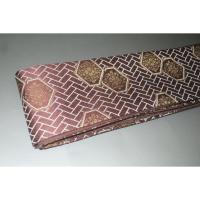 弐11282RM 男角帯 シルク化繊西陣織К鳶茶色に金襴二重亀甲の八重花菱文様 全通 新品別誂え