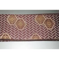 弐11282RM 男角帯 シルク化繊西陣織К鳶茶色に金襴二重亀甲の八重花菱文様 全通 新品別誂え