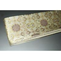 弐11283RM 男角帯 シルク化繊西陣織К灰沈金に吉祥オリエント文様 全通 新品別誂え