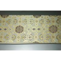 弐11283RM 男角帯 シルク化繊西陣織К灰沈金に吉祥オリエント文様 全通 新品別誂え