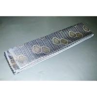 弐11284RM 男角帯 シルク化繊西陣織К鉄紺に金襴二重亀甲の八重花菱文様 全通 新品別誂え