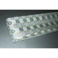 弐11284RM 男角帯 シルク化繊西陣織К灰色と金の桧垣市松に花菱文様 全通 新品別誂え