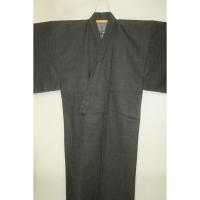 【選べる3サイズ】綿帆布 男着物 M〜LLサイズ Кチャコールグレーのバイヤス織 新品 帆布の生地を