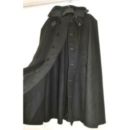 弐11292 ハンターマントКブラック無地 カシミヤ100% 大判仕立て 新品お仕立て上がり