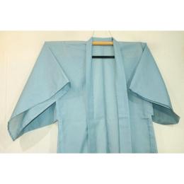 弐9777RM 化繊平絽 男羽織 裄70丈95К水浅葱色の無地 琉球筒袖十徳仕立て 新品仕立て上がり