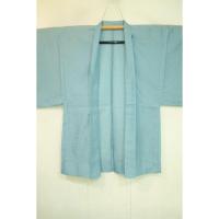 弐9777RM 化繊平絽 男羽織 裄70丈95К水浅葱色の無地 琉球筒袖十徳仕立て 新品仕立て上がり