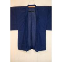 弐9810RM 化繊平絽 男羽織 裄70丈95К藍瑠璃色の無地 琉球筒袖十徳仕立て 新品仕立て上がり