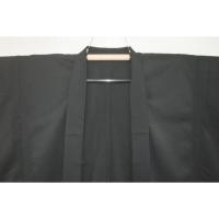 拾11368RM 化繊ギャバジン織物 男羽織 裄75丈107К黒無地 新品