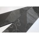 弐11393RM 男角帯 本絹西陣織К黒繻子 葉付き蔓菊に青海波 新品 上仕立て 10cm幅 別誂え