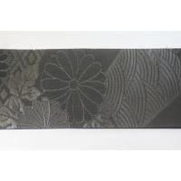 弐11393RM 男角帯 本絹西陣織К黒繻子 葉付き蔓菊に青海波 新品 上仕立て 10cm幅 別誂え