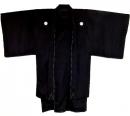 男着物袷と羽織セット「洗える黒紋付ニューライト」  化繊光沢羽二重調  新品 5サイズ