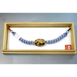 弐11404RM 漆細工の男物羽織紐 К皆中オリジナル一点物 青灰銀ネズの組紐 新品 作家物一点物