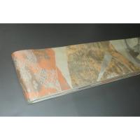 弐11437RM 男角帯 本絹西陣織練貫К燻し銀地桜箔引き 裂取り古典文様 新品 本絹銀糸使用 別誂