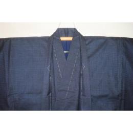 お買い得セール 弐11459 本絹泥藍大島紬男着物羽織 裄69丈139К百山亀甲黒瑠璃 現代物 新品