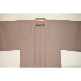 弐11478RM シルク化繊丹後縮緬調 男羽織単衣 裄73丈95К白橡(しろつるばみ)灰茶色の無地