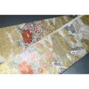 弐11479RM 男角帯 本絹西陣錦織 К金襴・御所解き鶴に百花繚乱 おめでたい 金属糸使用 新品