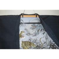 お買い得セール 弐1148RM 本絹西陣織京紬男着物羽織 裄73丈148К超光沢藍瑠璃 新品仕立て上