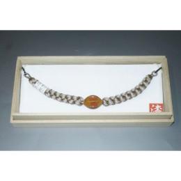 弐11485RM 漆細工の男物羽織紐 К皆中オリジナル一点物 シャンパンベージュの組紐 作家物一点物