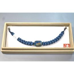 弐11486RM 漆細工の男物羽織紐 К皆中オリジナル一点物 青灰の組紐 新品 作家物一点物