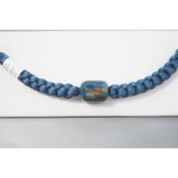 弐11486RM 漆細工の男物羽織紐 К皆中オリジナル一点物 青灰の組紐 新品 作家物一点物