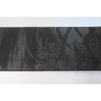 弐11487RM 男角帯 本絹西陣織К黒繻子 山霧と高山植物文様 上仕立て 10cm幅仕上げ 昇段祝