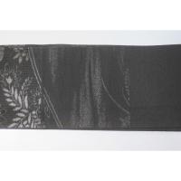 弐11487RM 男角帯 本絹西陣織К黒繻子 山霧と高山植物文様 上仕立て 10cm幅仕上げ 昇段祝