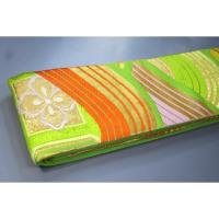 弐11489RM 男角帯 本絹西陣織 К黄緑地金襴縫い取り青海波に八重宝相華文様 新品 帯コレクター