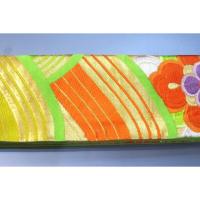 弐11489RM 男角帯 本絹西陣織 К黄緑地金襴縫い取り青海波に八重宝相華文様 新品 帯コレクター