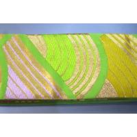 弐11489RM 男角帯 本絹西陣織 К黄緑地金襴縫い取り青海波に八重宝相華文様 新品 帯コレクター