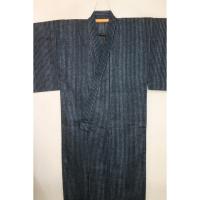 弐11500RM 遠州綿紅梅 男の染絣の着物浴衣単衣 裄68丈140К黒青銅色の重ね染め暈し縞 新品