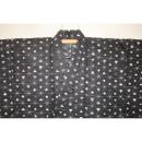 弐11515RM 遠州綿麻紬東京友禅調透かし織 男性単衣着物浴衣 裄67丈144К黒地に暈し鱗文様