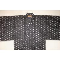 弐11515RM 遠州綿麻紬東京友禅調透かし織 男性単衣着物浴衣 裄67丈144К黒地に暈し鱗文様