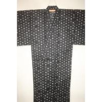 弐11515RM 遠州綿麻紬東京友禅調透かし織 男性単衣着物浴衣 裄67丈144К黒地に暈し鱗文様