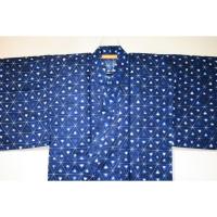 弐11063RM 遠州綿麻紬東京友禅調透かし織 男性単衣着物浴衣 裄68丈144К 青藍地に暈し鱗文