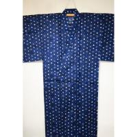 弐11063RM 遠州綿麻紬東京友禅調透かし織 男性単衣着物浴衣 裄68丈144К 青藍地に暈し鱗文