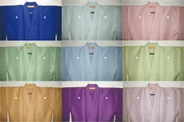 【弓道女性・袴用色紋付き着物】洗える縮緬 色紋付き着物 化繊100% M・LサイズК全9色